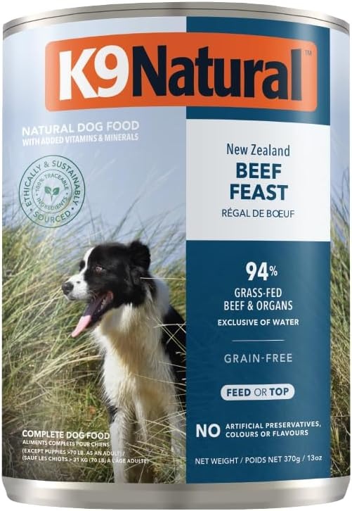K9 Natural Lamb & King Salmon Wet Dog Food Pate, Grain-Free Premium Canned Dog Food, with Grass-Fed New Zealand Lamb, Salmon, Organs, & Ground Bone, Complete Meal for All Life Stages, 6oz, Pack of 12(Beef) - view 7