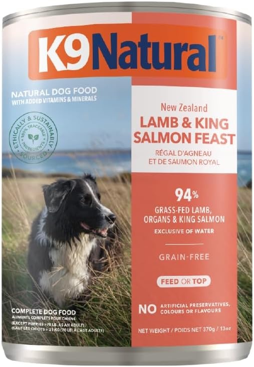 K9 Natural Lamb & King Salmon Wet Dog Food Pate, Grain-Free Premium Canned Dog Food, with Grass-Fed New Zealand Lamb, Salmon, Organs, & Ground Bone, Complete Meal for All Life Stages, 6oz, Pack of 12(Lamb & Salmon) - view 7