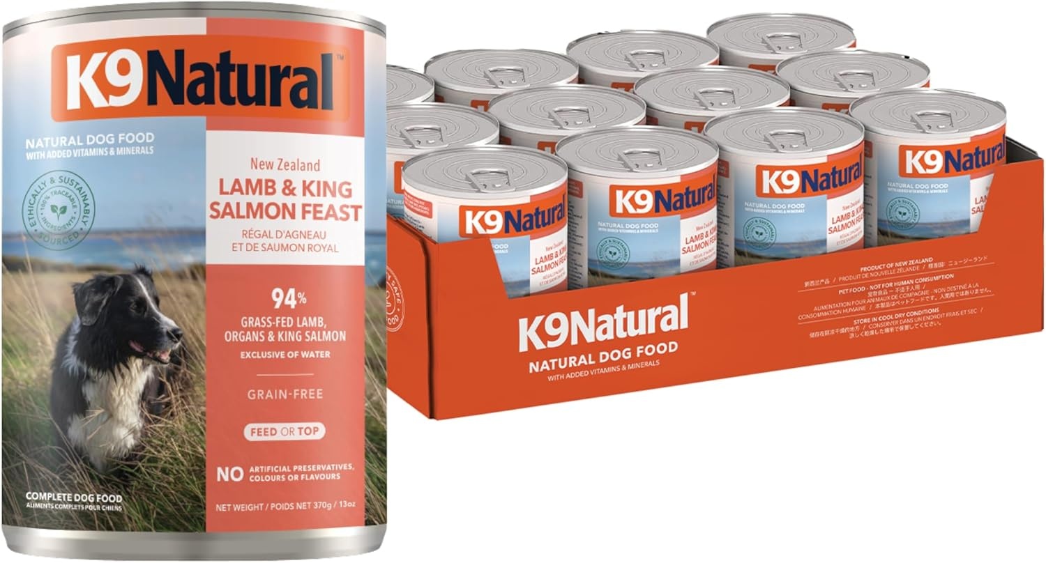 K9 Natural Lamb & King Salmon Wet Dog Food Pate, Grain-Free Premium Canned Dog Food, with Grass-Fed New Zealand Lamb, Salmon, Organs, & Ground Bone, Complete Meal for All Life Stages, 6oz, Pack of 12(Lamb & Salmon) - view 8