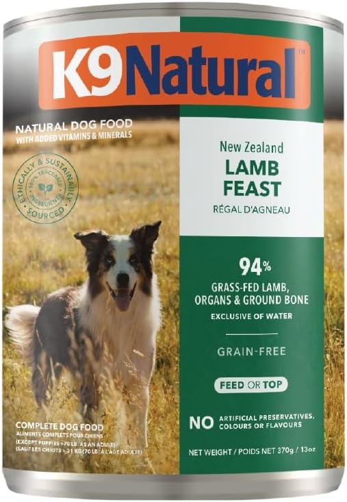 K9 Natural Lamb & King Salmon Wet Dog Food Pate, Grain-Free Premium Canned Dog Food, with Grass-Fed New Zealand Lamb, Salmon, Organs, & Ground Bone, Complete Meal for All Life Stages, 6oz, Pack of 12(Lamb) - view 7