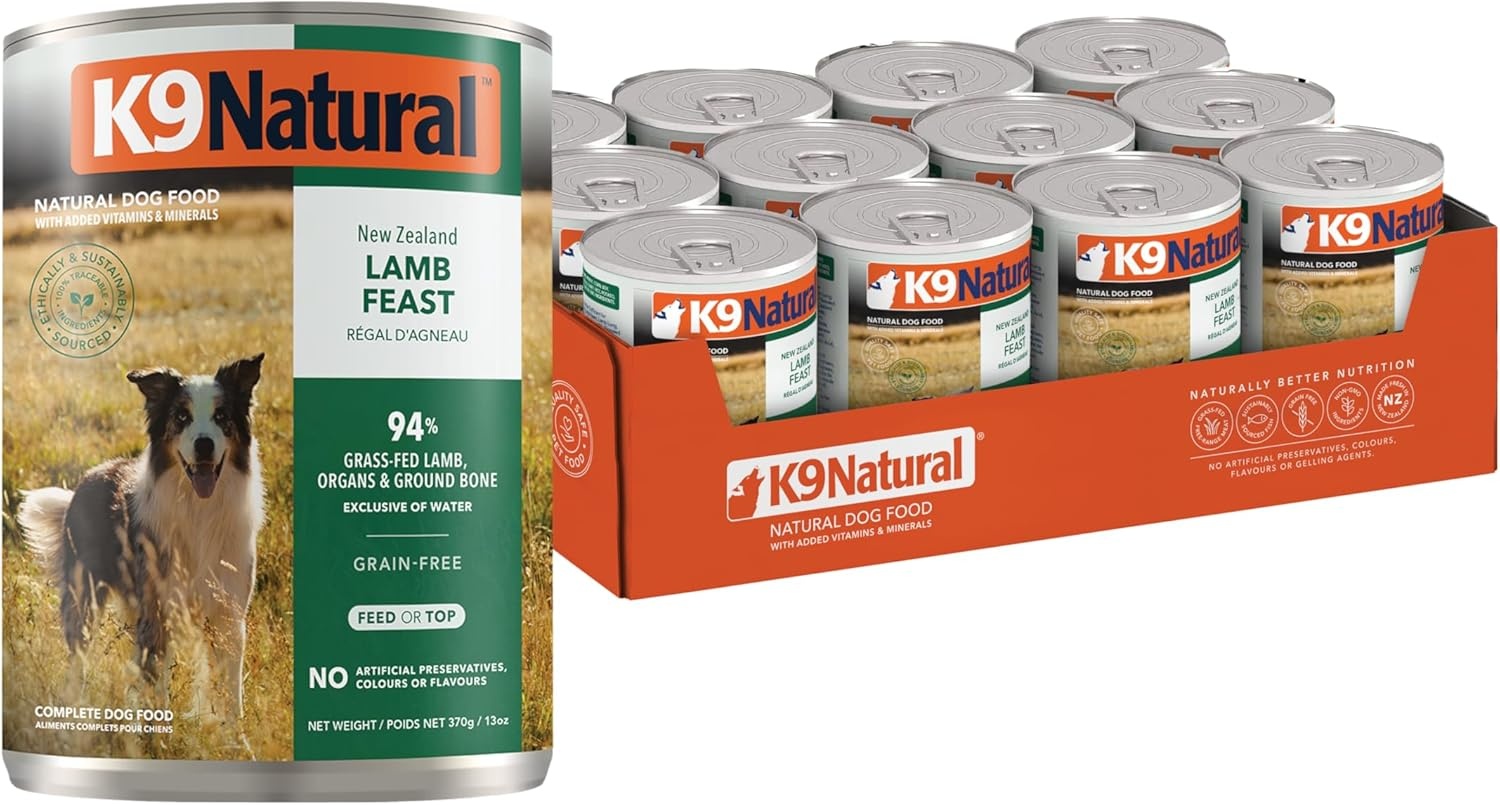 K9 Natural Lamb & King Salmon Wet Dog Food Pate, Grain-Free Premium Canned Dog Food, with Grass-Fed New Zealand Lamb, Salmon, Organs, & Ground Bone, Complete Meal for All Life Stages, 6oz, Pack of 12(Lamb) - view 8