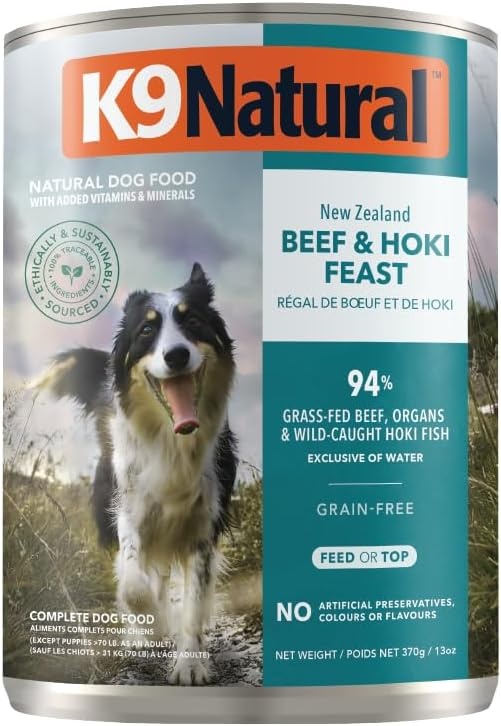 K9 Natural Lamb & King Salmon Wet Dog Food Pate, Grain-Free Premium Canned Dog Food, with Grass-Fed New Zealand Lamb, Salmon, Organs, & Ground Bone, Complete Meal for All Life Stages, 6oz, Pack of 12(Hoki & Beef) - view 7