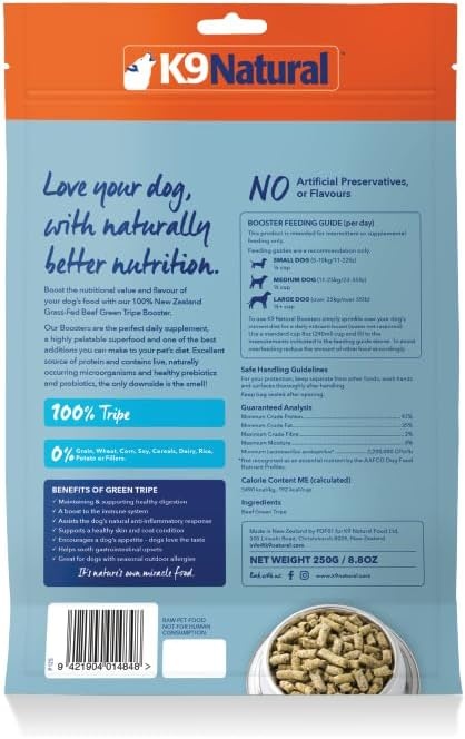 K9 Natural Freeze Dried Dog Food Topper with Verified Ingredients, Organ Meat Blend for Digestive Support, Human-Grade Freeze Dried Puppy Food & Dog Topping, Lamb Green Tripe, 7oz(Beef Green Tripe) - view 8