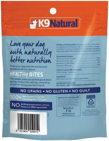 K9 Natural, Freeze-Dried Single Ingredient Dog Treats, High-Value, Low-Calorie Protein Bites for Active Dogs, Healthy Dog Training Treats, Grain-Free Reward, Chicken, 1.76oz(Beef) - view 2