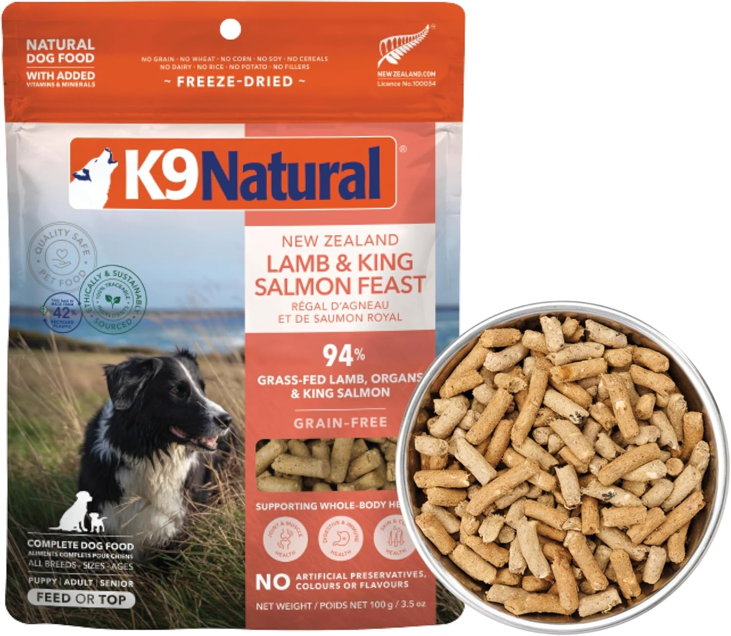 K9 Natural – Grain Free Freeze Dried Dog Food Topper – Chicken, 3.5oz(Lamb and Salmon) - view 6
