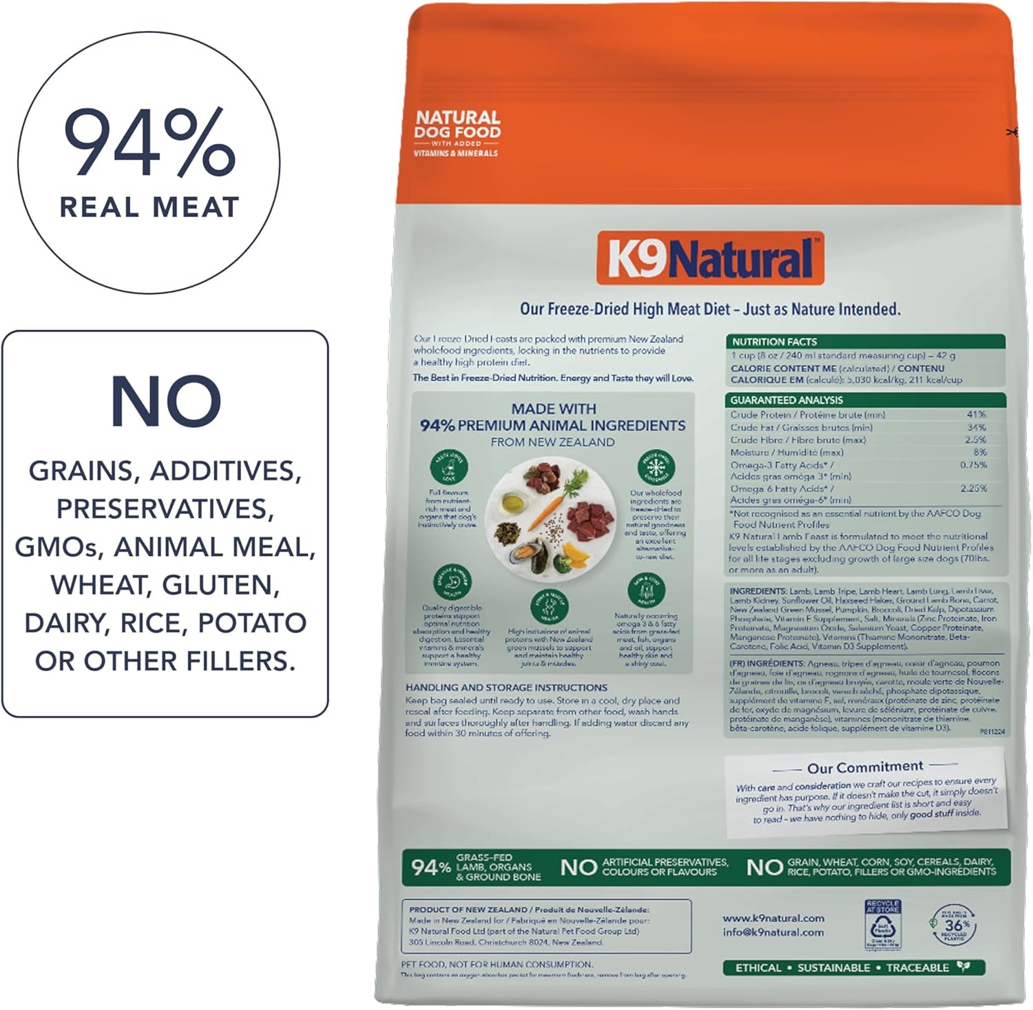 K9 Natural – Grain Free Freeze Dried Dog Food Topper – Chicken, 3.5oz(Lamb)